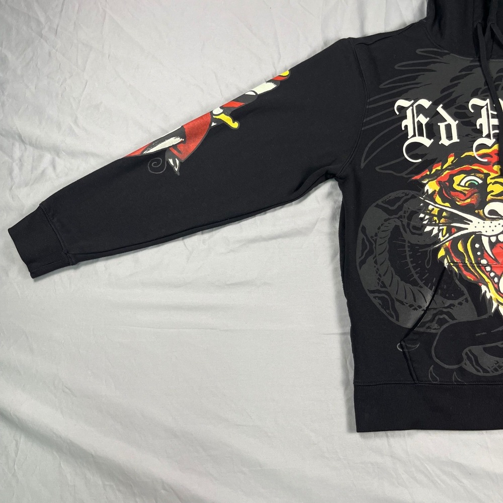 Ed Hardy Mens Tiger Love Kills Slowly Y2K Black Graphic Hoodie EHM1300-52 Medium - Picture 3 of 14